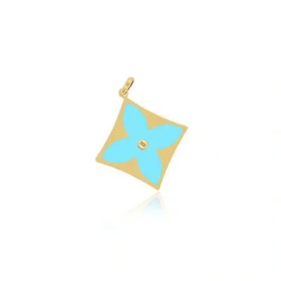 The Lovery Fine Jewelry Turquoise Luxe Flower Charm In Gold