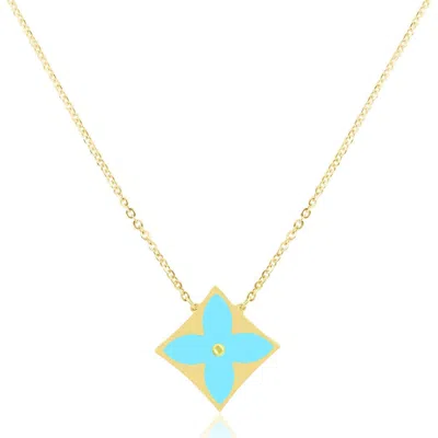 The Lovery Fine Jewelry Turquoise Luxe Flower Necklace In Blue