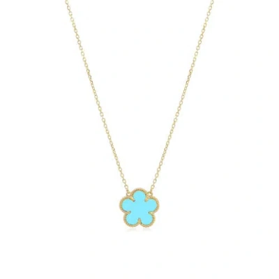 The Lovery Fine Jewelry Turquoise Single Spring Flower Necklace In Gold