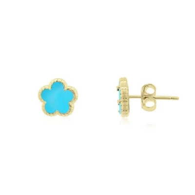 The Lovery Fine Jewelry Turquoise Spring Flower Stud Earrings In Blue
