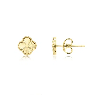 The Lovery Fluted Gold Clover Stud Earrings 8 Millimeters