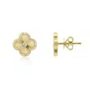 The Lovery Fluted Gold Diamond Accent Clover Stud Earrings In Blue
