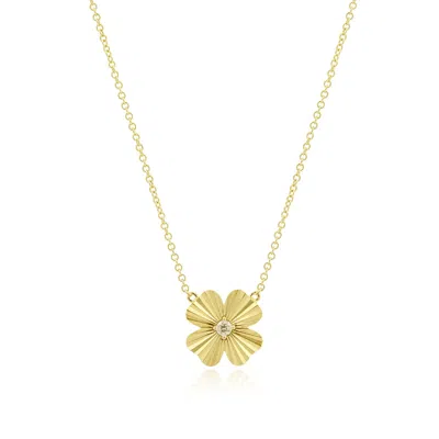 The Lovery Fluted Gold Single Four Leaf Clover Necklace In Multi