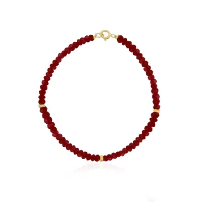 The Lovery Garnet Bead Bracelet In Red
