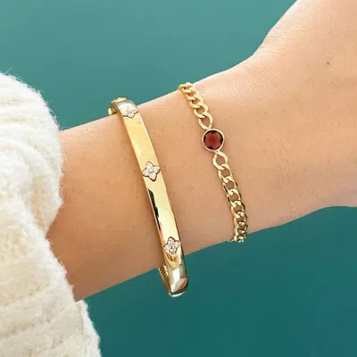 The Lovery Garnet Bezel Curb Bracelet In Multi