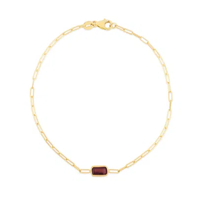 The Lovery Garnet Bezel Paperclip Bracelet In Purple