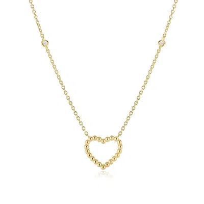 The Lovery Gold Bead Open Heart Necklace In Multi