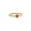 The Lovery Gold Beaded Garnet Ring