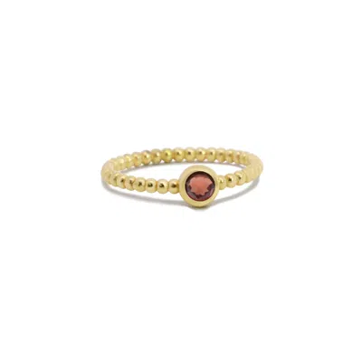 The Lovery Gold Beaded Garnet Ring