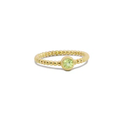 The Lovery Gold Beaded Peridot Ring In Green