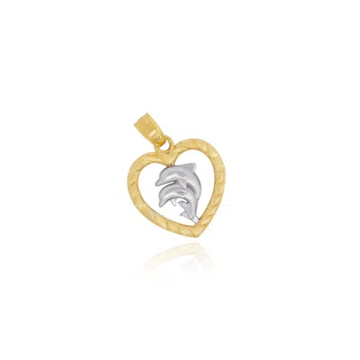 The Lovery Gold Double Dolphin Heart Charm