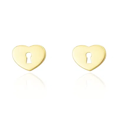 The Lovery Gold Heart Padlock Stud Earrings In Multi