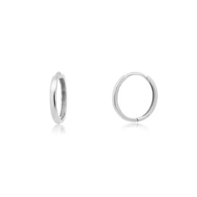 The Lovery Gold Huggie Hoop Earrings 13x2 Millimeters White Gold