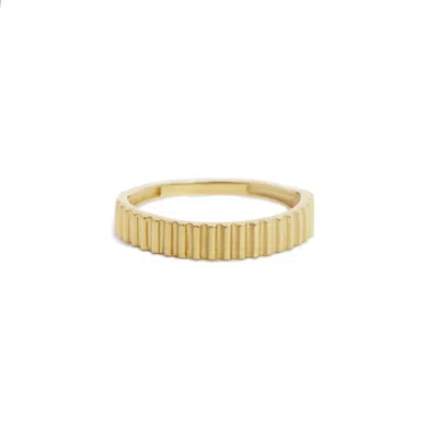 The Lovery Gold Ribbed Ring In Multi