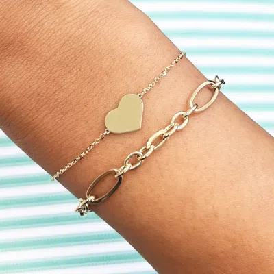 The Lovery Gold Single Heart Bracelet In Multi