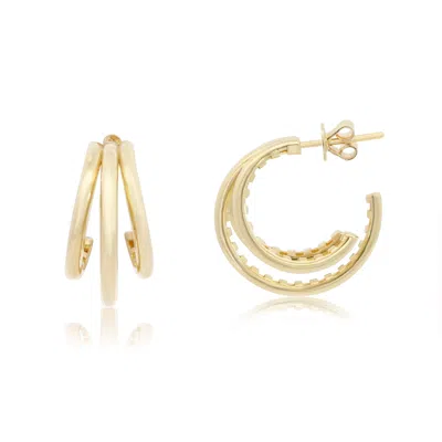 The Lovery Gold Triple Hoop Earrings In Multi