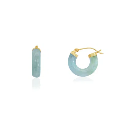The Lovery Jade Hoop Earrings 15 Millimeters In Green