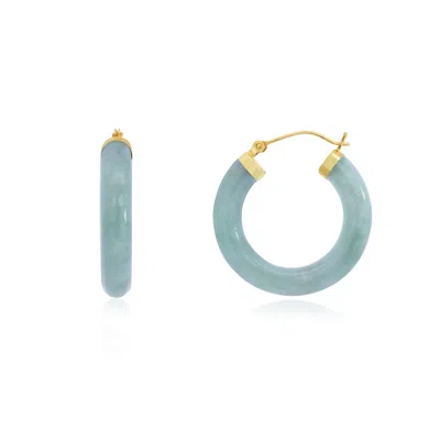 The Lovery Jade Hoop Earrings 25 Millimetes In Green
