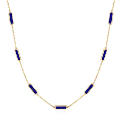 The Lovery Lapis Bar Chain Necklace In Blue