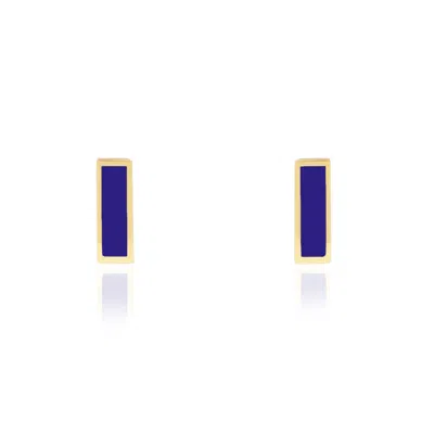 The Lovery Lapis Bar Stud Earrings In Blue