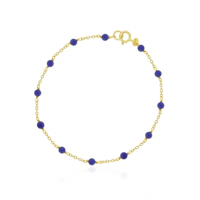 The Lovery Lapis Bead Chain Bracelet In Blue