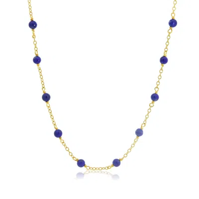 The Lovery Lapis Bead Station Necklace In Blue