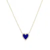 The Lovery Lapis Diamond Halo Heart Necklace In Blue