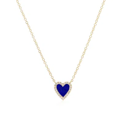 The Lovery Lapis Diamond Halo Heart Necklace In Blue
