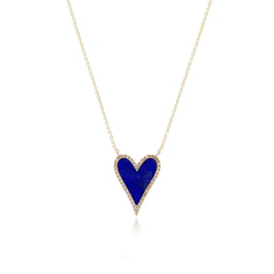 The Lovery Lapis Diamond Halo Heart Necklace In Multi