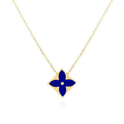 The Lovery Lapis Luxe Flower Necklace In Blue