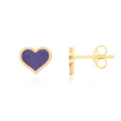 The Lovery Large Amethyst Heart Stud Earrings In Green