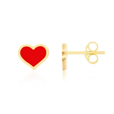 The Lovery Large Coral Heart Stud Earrings In Pink