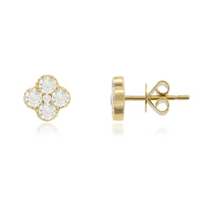 The Lovery Large Diamond Clover Stud Earrings In Gold
