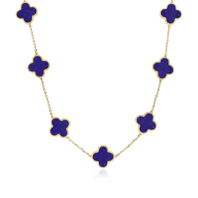 The Lovery Large Lapis Clover Necklace In Multi