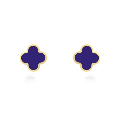 The Lovery Large Lapis Clover Stud Earrings In Blue