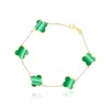 The Lovery Large Malachite Clover Bracelet In Multi