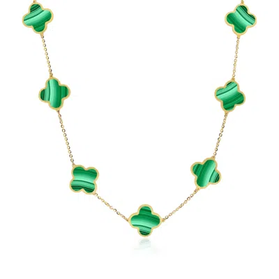 The Lovery Large Malachite Clover Necklace In Multi