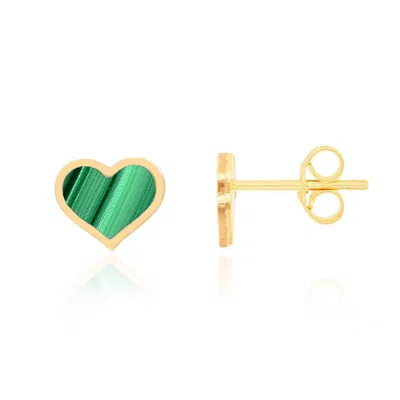 The Lovery Large Malachite Heart Stud Earrings In Multi