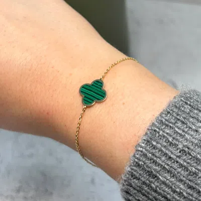 The Lovery Large Malachite Single Clover Bracelet In Green
