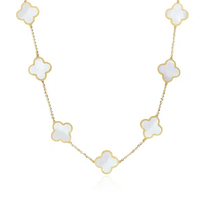 The Lovery Large Mother Of Pearl Clover Necklace In Multi