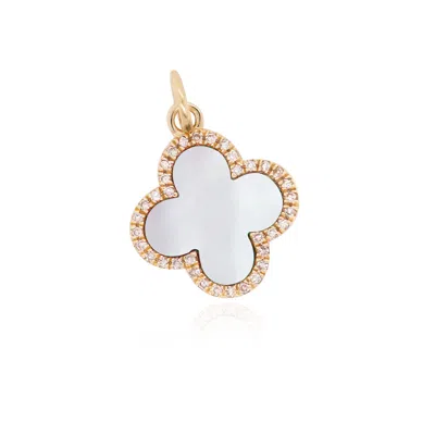 The Lovery Large Mother Of Pearl Diamond Clover Charm In Multi