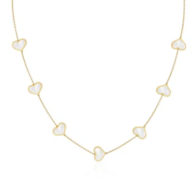 The Lovery Large Mother Of Pearl Heart Station Necklace In Multi