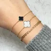 The Lovery Large Mother Of Pearl Single Clover Bracelet In Multi