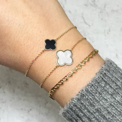 The Lovery Large Mother Of Pearl Single Clover Bracelet In Multi
