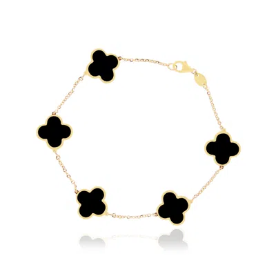 The Lovery Large Onyx Clover Bracelet In Black