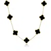 The Lovery Large Onyx Clover Necklace In Black