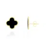 The Lovery Large Onyx Clover Stud Earrings In Black