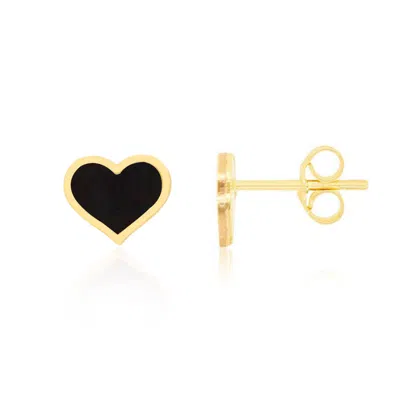 The Lovery Large Onyx Heart Stud Earrings In Black