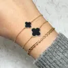 The Lovery Large Onyx Single Clover Bracelet In Black