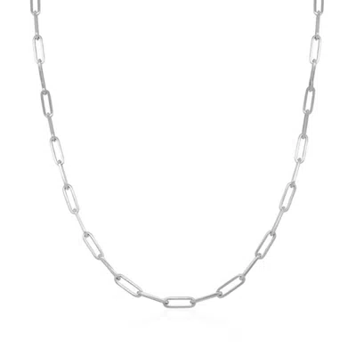 The Lovery Large Paperclip Link Chain Necklace 16 Inches White Gold In Red